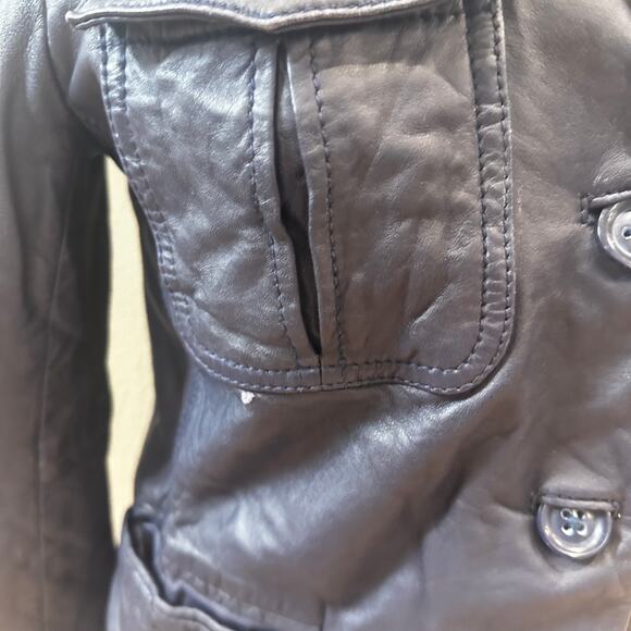 Zadig & Voltaire Blue Real Leather Jacket MEDIUM Cropped Lambskin Designer $800 - Picture 14 of 14